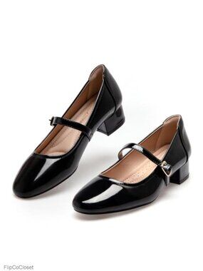Women's Mary Jane Pumps 2 Inch Block Heel Buckle Dress Shoes